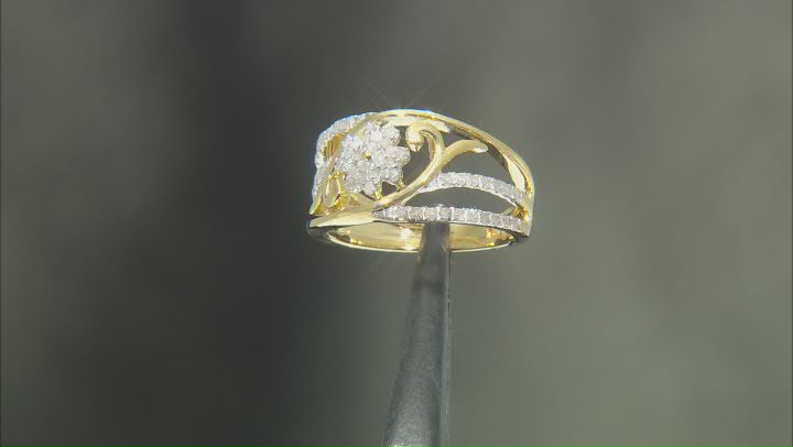 White Diamond 14k Yellow Gold Over Sterling Silver Clover Ring 0.33ctw Video Thumbnail