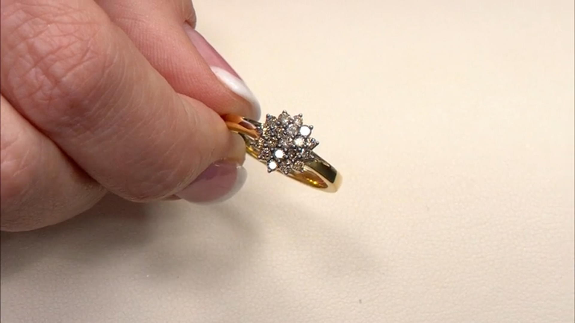 Champagne Diamond 14k Yellow Gold Over Sterling Silver Cluster Ring 0.50ctw Video Thumbnail