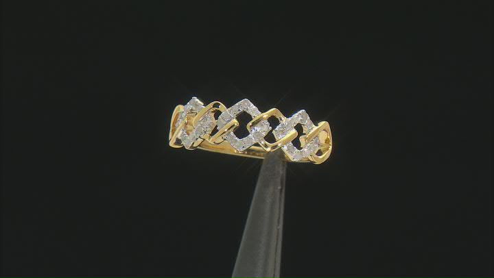 White Diamond 14k Yellow Gold Over Sterling Silver Link Band Ring 0.20ctw Video Thumbnail