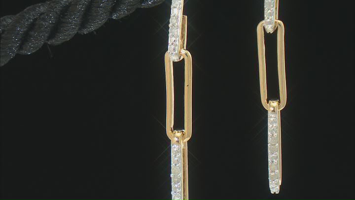 White Diamond 14k Yellow Gold Over Sterling Silver Paperclip Earrings 0.15ctw Video Thumbnail
