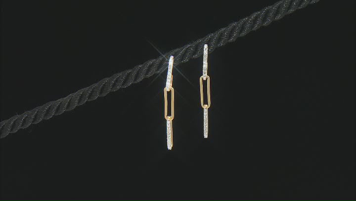 White Diamond 14k Yellow Gold Over Sterling Silver Paperclip Earrings 0.15ctw Video Thumbnail