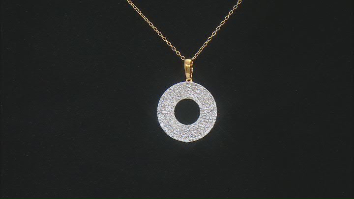White Diamond 14k Yellow Gold Over Sterling Silver Circle Pendant With 20" Cable Chain 0.33ctw Video Thumbnail