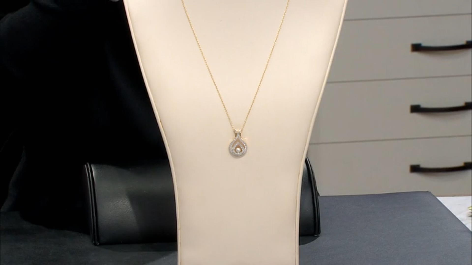 White Diamond 14k Yellow Gold Over Sterling Silver Pendant W/ 20" Cable Chain 0.15ctw Video Thumbnail