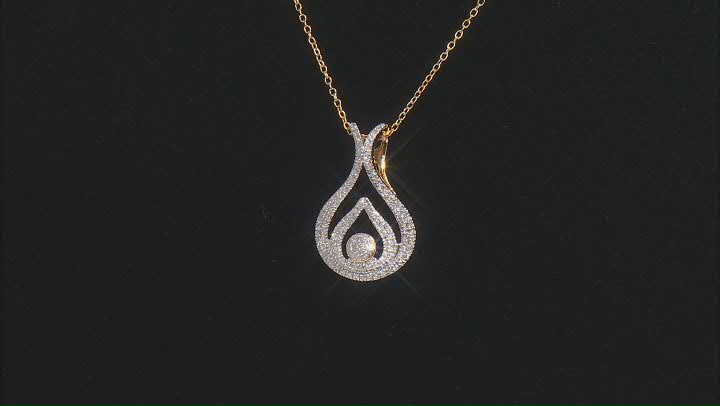 White Diamond 14k Yellow Gold Over Sterling Silver Pendant W/ 20" Cable Chain 0.15ctw Video Thumbnail