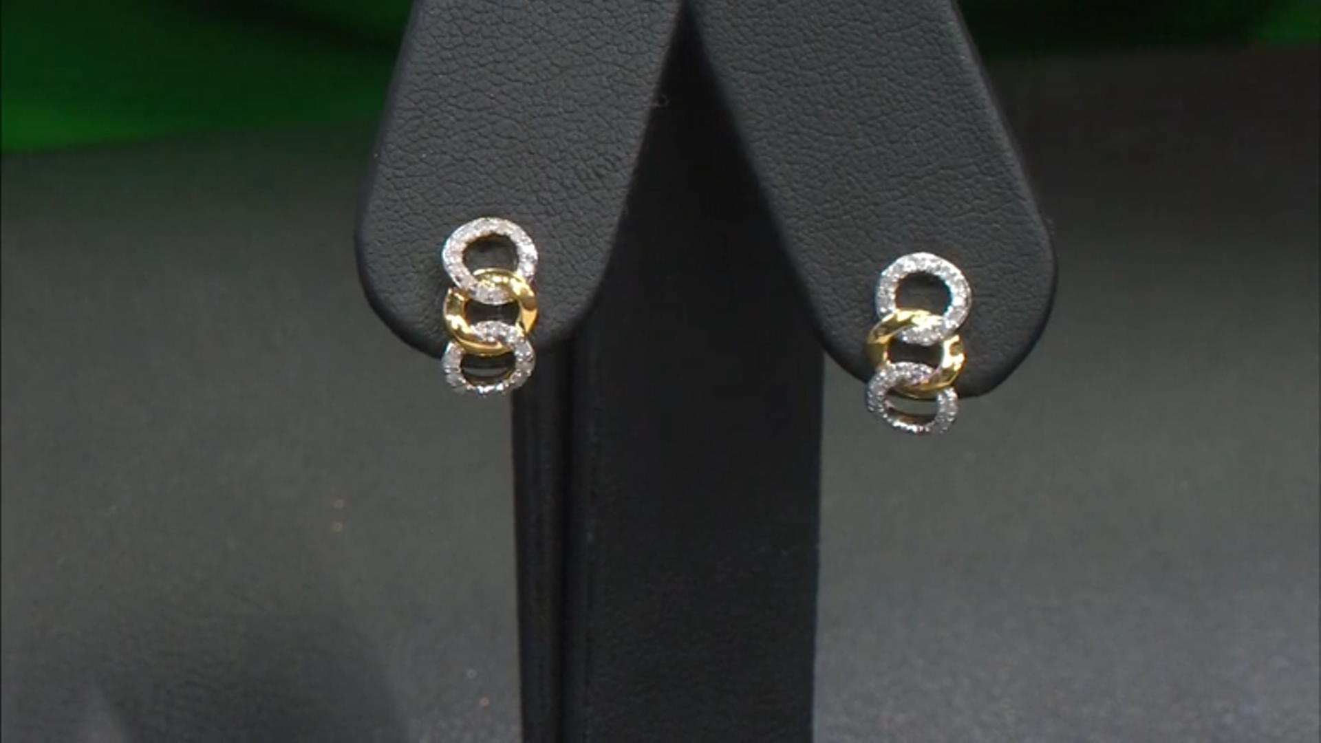 White Diamond 14k Yellow Gold Over Sterling Silver Drop Earrings 0.20ctw Video Thumbnail