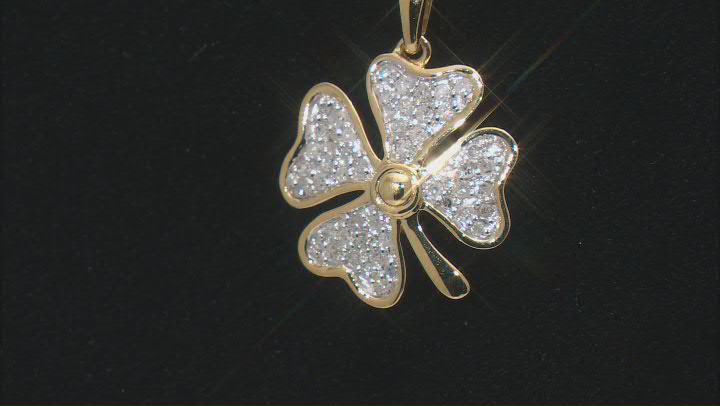 White Diamond 14k Yellow Gold Over Sterling Silver Clover Pendant With 18" Rope Chain 0.33ctw Video Thumbnail