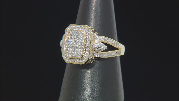 White Diamond 14k Yellow Gold Over Sterling Silver Cluster Ring 0.33ctw Video Thumbnail