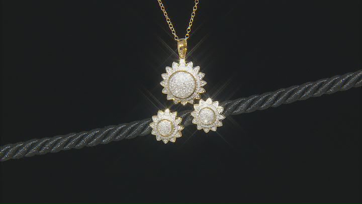 White Diamond 14k Yellow Gold Over Sterling Silver Cluster Pendant & Earring Jewelry Set 0.50ctw Video Thumbnail