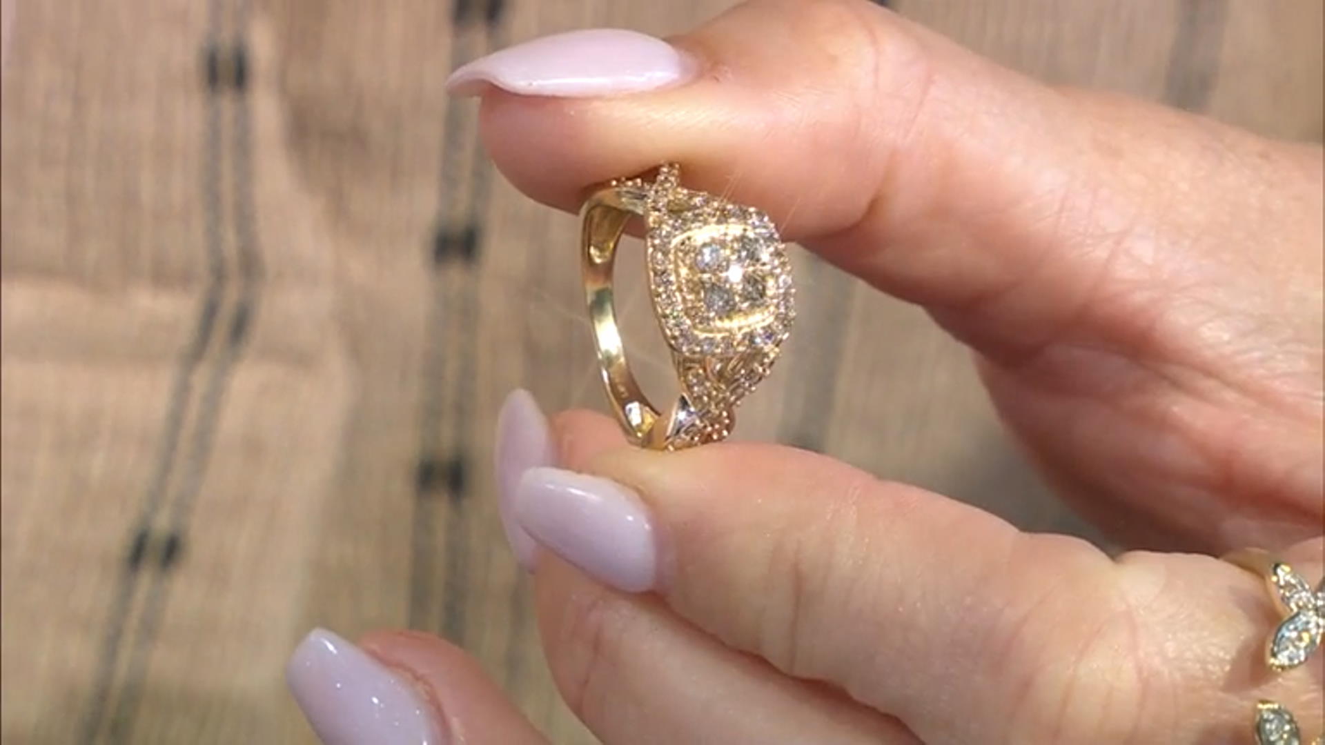 Candlelight Diamonds™ 14k Yellow Gold Over Sterling Silver Halo Ring 0.80ctw Video Thumbnail