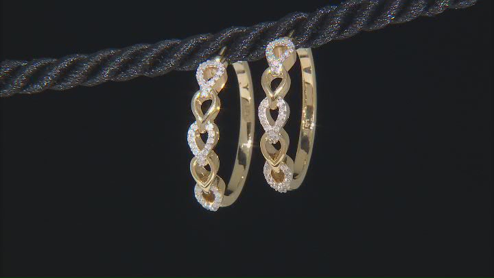 White Diamond 14k Yellow Gold Over Sterling Silver Hoop Earrings 0.25ctw Video Thumbnail