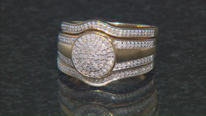 White Diamond 14k Yellow Gold Over Sterling Silver Set of 3 Rings 0.50ctw Video Thumbnail