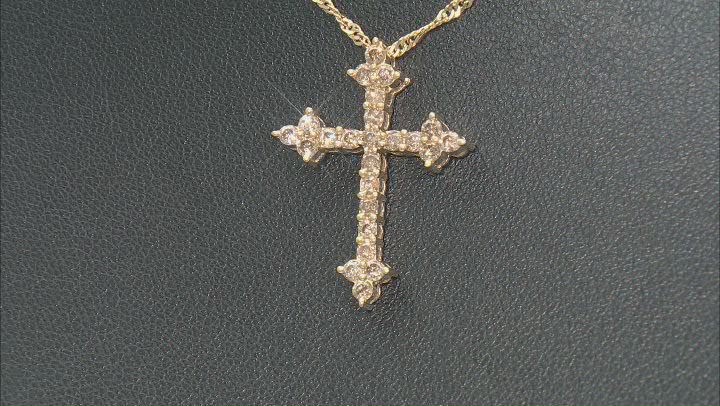 Candlelight Diamonds™ 14k Yellow Gold Over Sterling Silver Cross Pendant With 18" Chain 0.75ctw Video Thumbnail