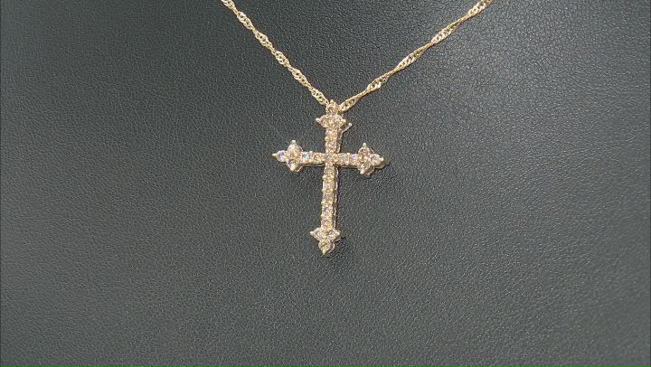 Candlelight Diamonds™ 14k Yellow Gold Over Sterling Silver Cross Pendant With 18" Chain 0.75ctw Video Thumbnail