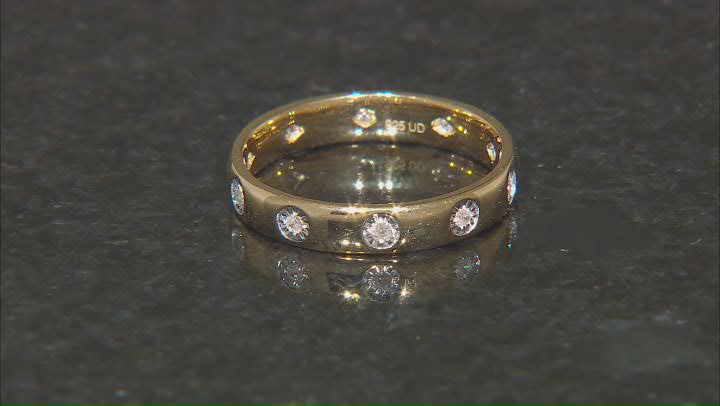 White Diamond 14k Yellow Gold Over Sterling Silver Band Ring 0.10ctw Video Thumbnail