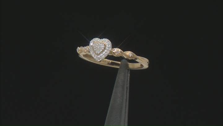 White Diamond 14k Yellow Gold Over Sterling Silver Cluster Heart Ring 0.10ctw Video Thumbnail