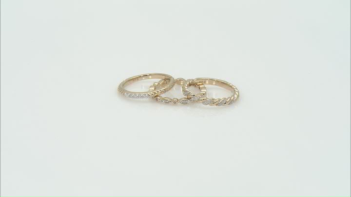 White Diamond 14k Yellow Gold Over Sterling Silver Set Of 3 Stackable Rings 0.25ctw Video Thumbnail