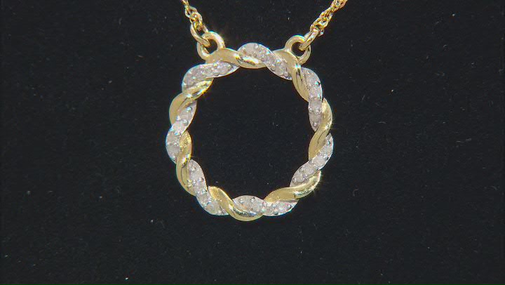 White Diamond 14k Yellow Gold Over Sterling Silver Circle Necklace 0.25ctw Video Thumbnail
