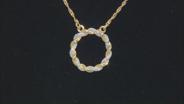 White Diamond 14k Yellow Gold Over Sterling Silver Circle Necklace 0.25ctw Video Thumbnail