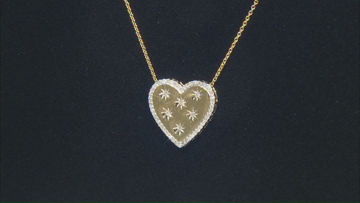 White Diamond 14k Yellow Gold Over Sterling Silver Heart Pendant With 18" Cable Chain 0.25ctw Video Thumbnail