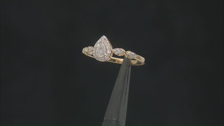 White Diamond 14k Yellow Gold Over Sterling Silver Cluster Ring 0.10ctw Video Thumbnail