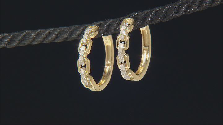 White Diamond 14k Yellow Gold Over Sterling Silver Hoop Earrings 0.33ctw Video Thumbnail