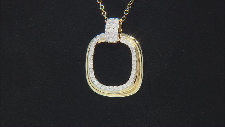 White Diamond 14k Yellow Gold Over Sterling Silver Dangle Pendant With 19" Cable Chain 0.50ctw Video Thumbnail