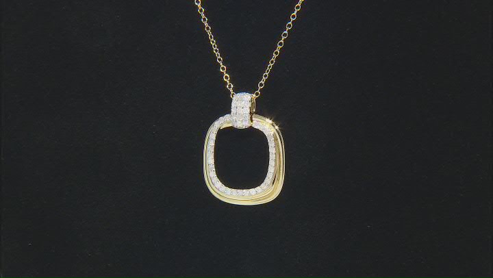 White Diamond 14k Yellow Gold Over Sterling Silver Dangle Pendant With 19" Cable Chain 0.50ctw Video Thumbnail