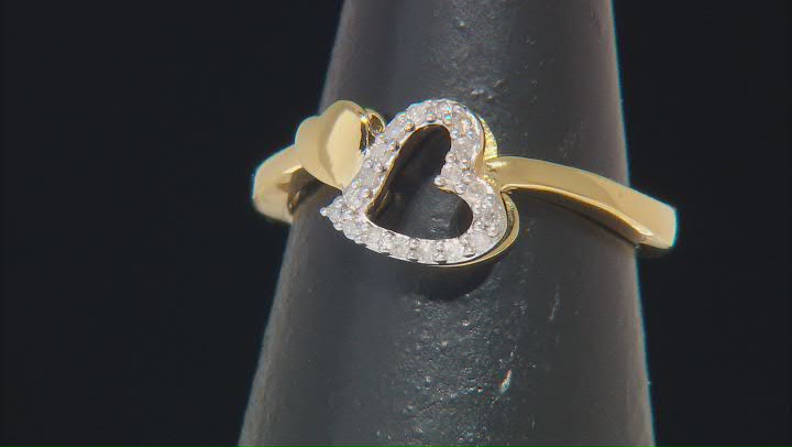 White Diamond 14k Yellow Gold Over Sterling Silver Heart Ring 0.10ctw Video Thumbnail