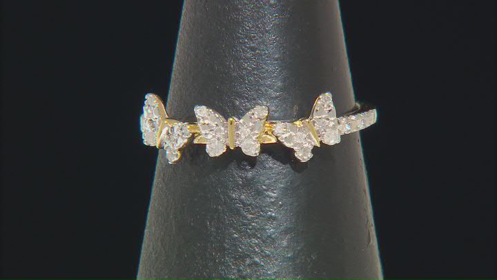 White Diamond 14k Yellow Gold Over Sterling Silver Butterfly Band Ring 0.13ctw Video Thumbnail
