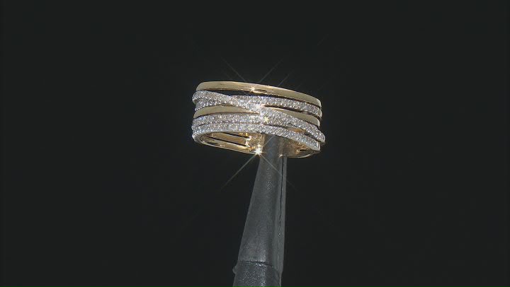 Round White Diamond 14k Yellow Gold Over Sterling Silver Crossover Ring 0.45ctw Video Thumbnail