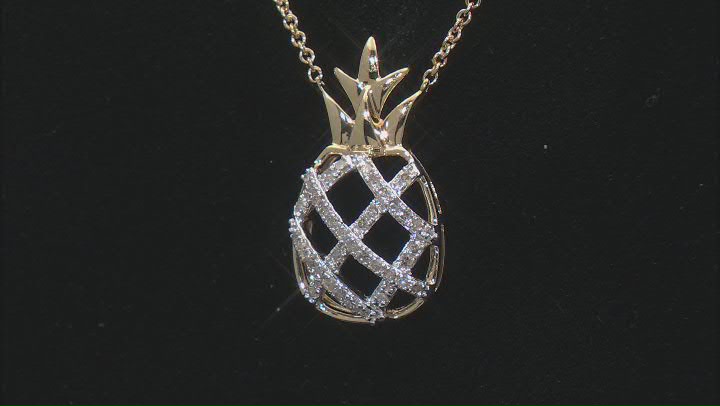 White Diamond 14k Yellow Gold Over Sterling Silver Pineapple Necklace 0.16ctw Video Thumbnail