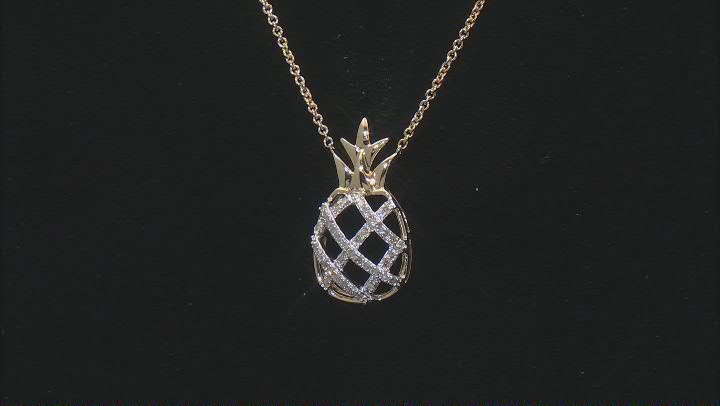 White Diamond 14k Yellow Gold Over Sterling Silver Pineapple Necklace 0.16ctw Video Thumbnail