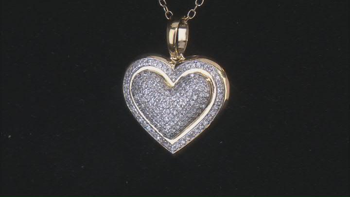 White Diamond 14k Yellow Gold Over Sterling Silver Cluster Heart Pendant With Cable Chain 0.33ctw Video Thumbnail