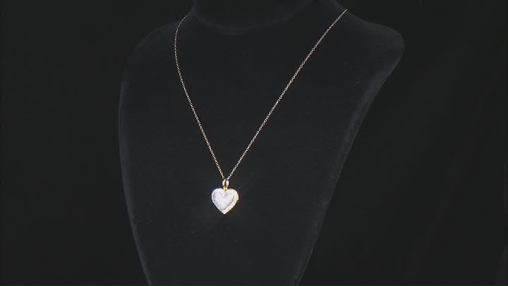 White Diamond 14k Yellow Gold Over Sterling Silver Cluster Heart Pendant With Cable Chain 0.33ctw Video Thumbnail