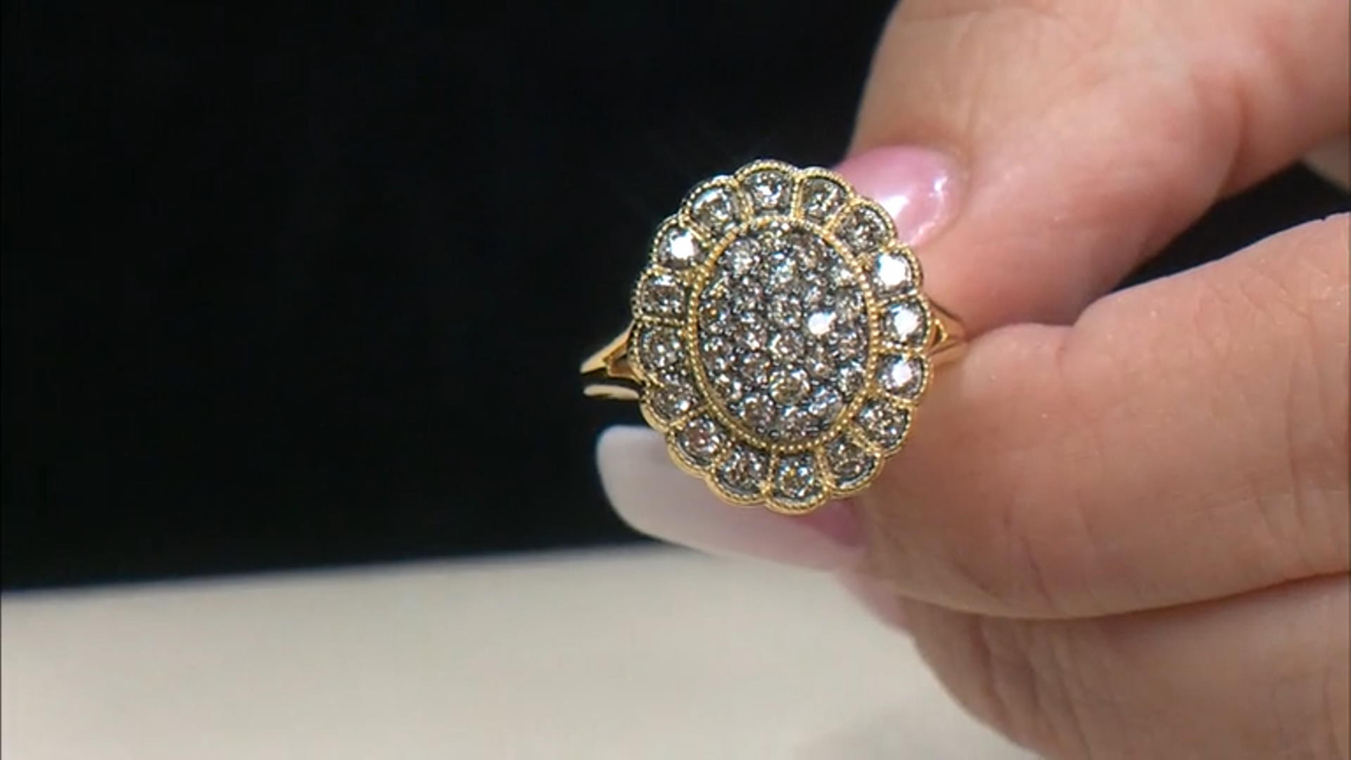 Champagne Diamond 14k Yellow Gold Over Sterling Silver Cluster Ring 1.00ctw Video Thumbnail