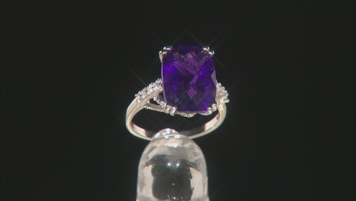 Purple Amethyst Rhodium Over Sterling Silver Ring 8.50ctw. Video Thumbnail