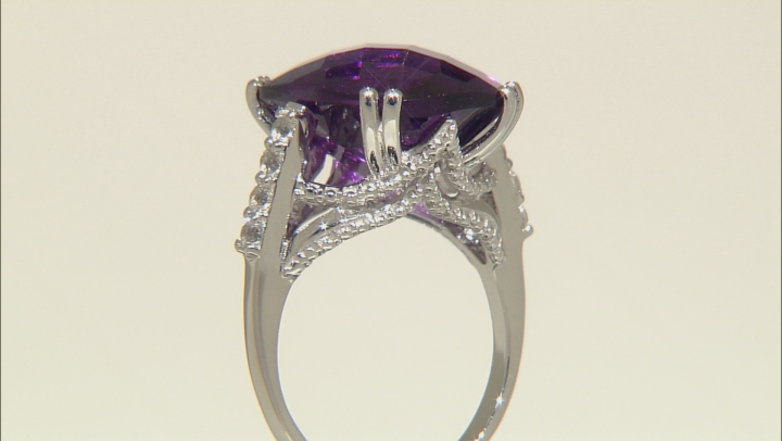 Purple Amethyst Rhodium Over Sterling Silver Ring 8.50ctw. Video Thumbnail