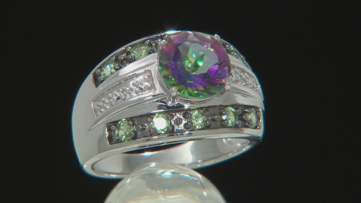 Multi-Color Mystic Topaz Rhodium Over Sterling Silver Ring 2.78ctw Video Thumbnail