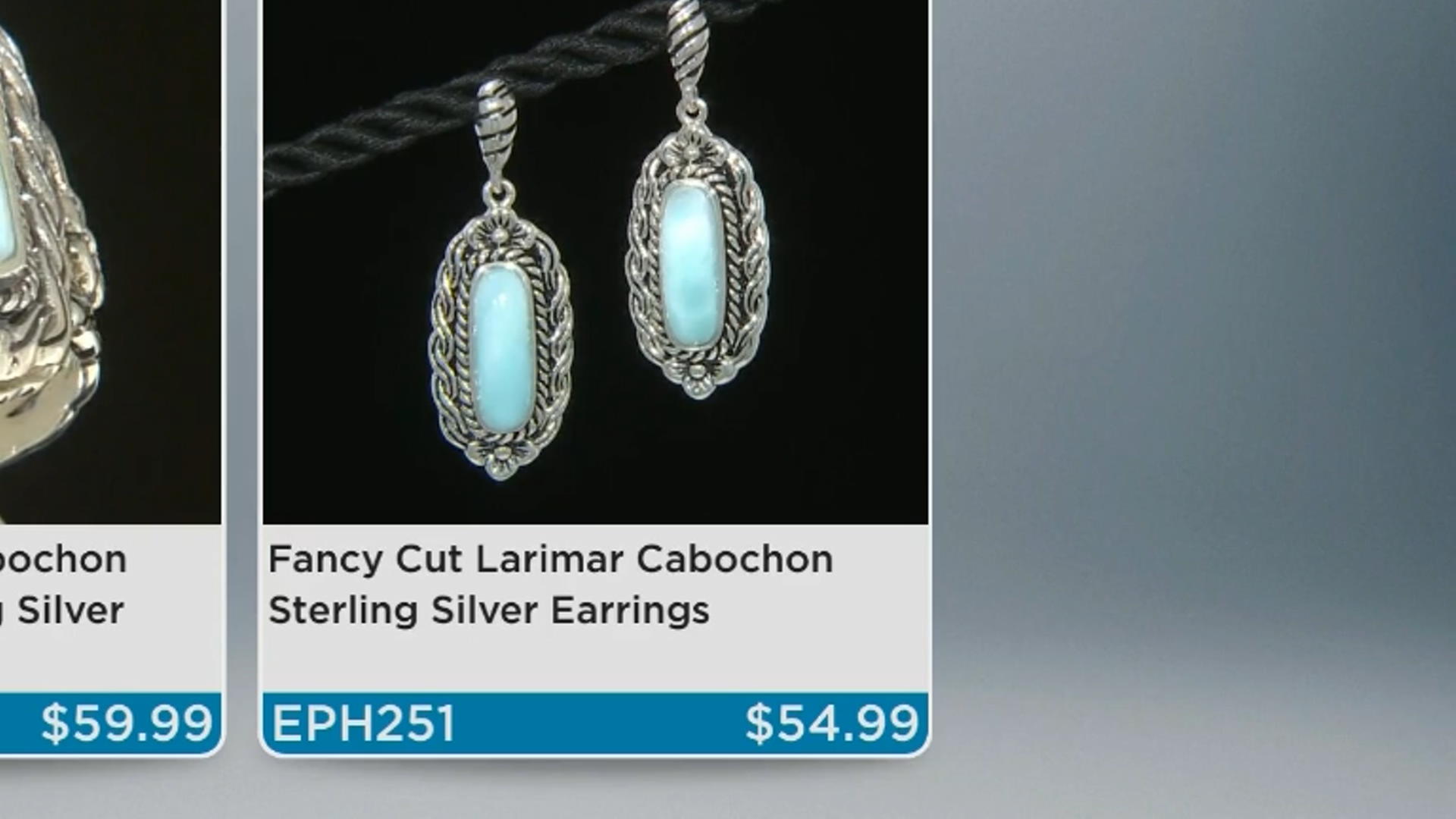 Fancy Cut Cabochon Larimar Sterling Silver Earrings Video Thumbnail