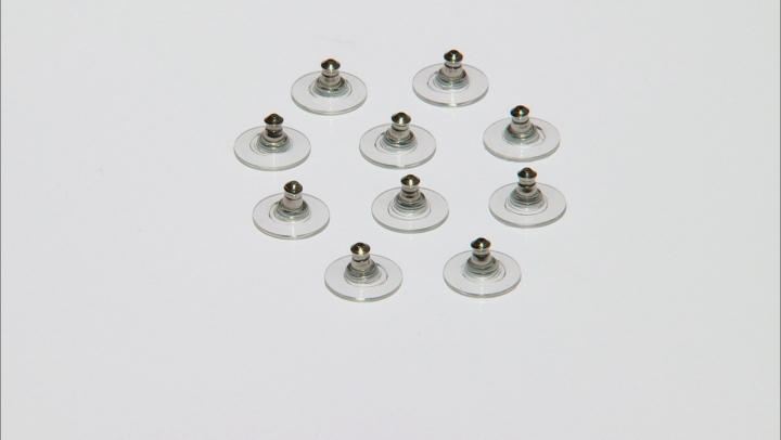 10 Piece Set Of Rhodium Over Sterling Silver Bullet Clutch Earring Backs W/ Pad Video Thumbnail