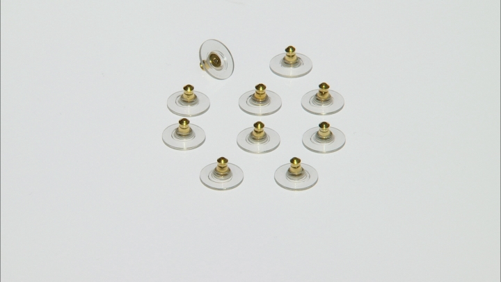 10 Piece Set Of 14K Yellow Gold Over Sterling Silver Bullet Clutch Earring Backs W/ Pad Video Thumbnail