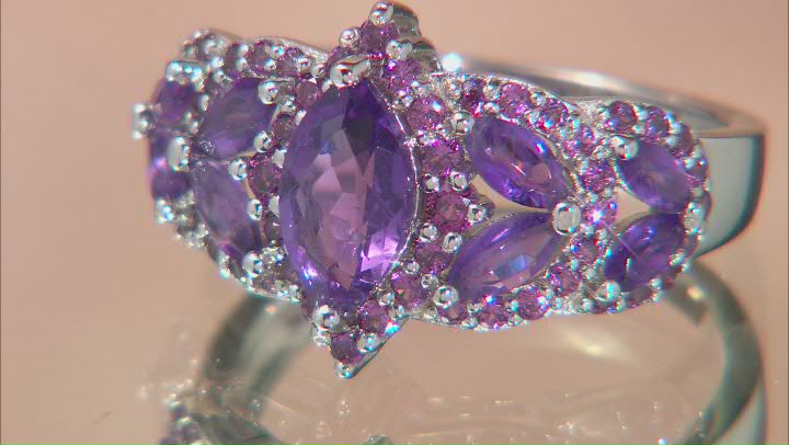 Purple amethyst rhodium over silver ring 2.09ctw Video Thumbnail