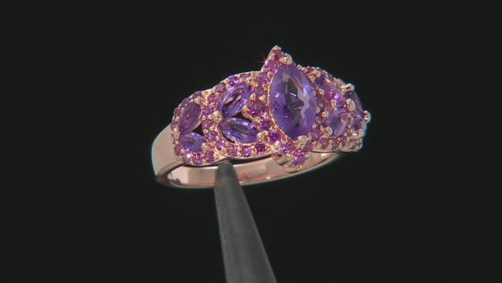 Purple Amethyst 18k Rose Gold Over Silver Ring 2.10ctw - FCH074R