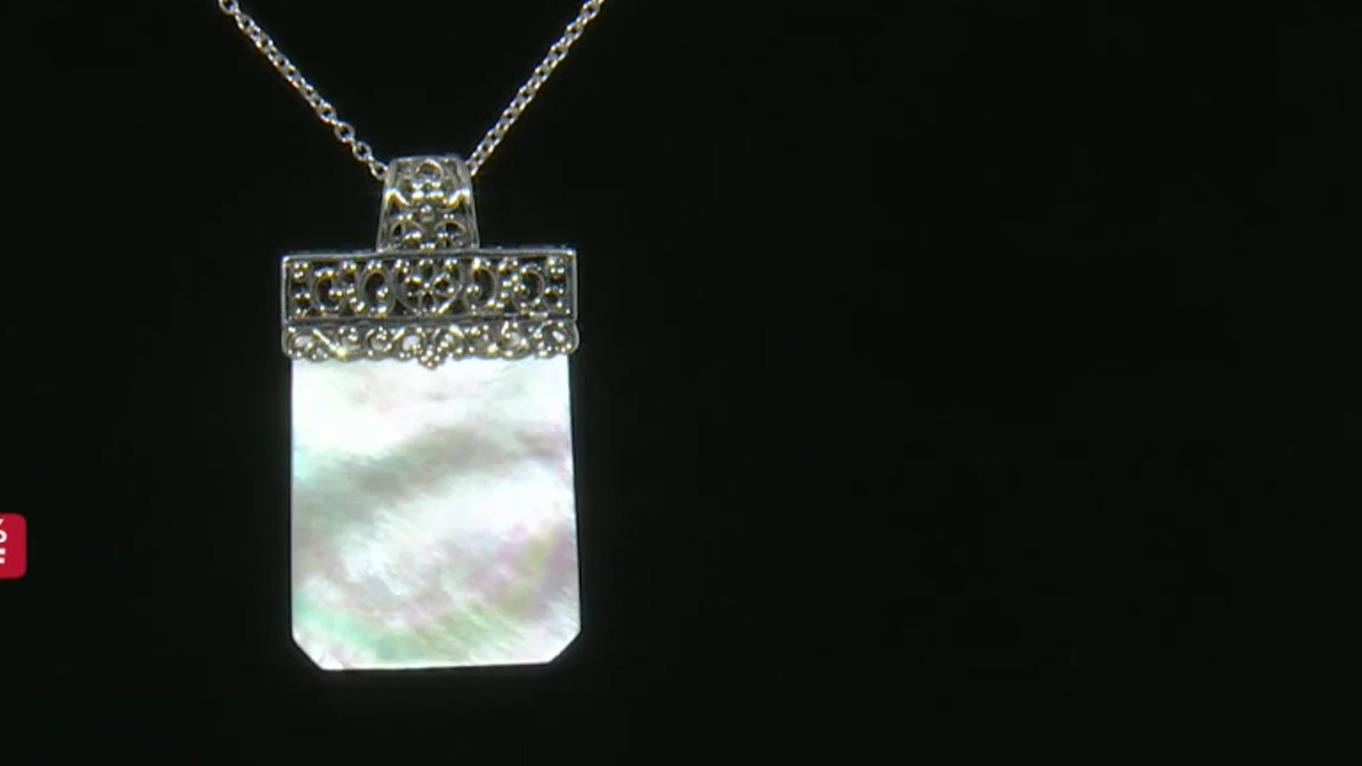 White Mother-Of-Pearl Rhodium Over Sterling Silver Enhancer with Chain Video Thumbnail
