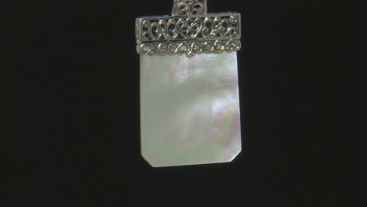 White Mother-Of-Pearl Rhodium Over Sterling Silver Enhancer with Chain Video Thumbnail