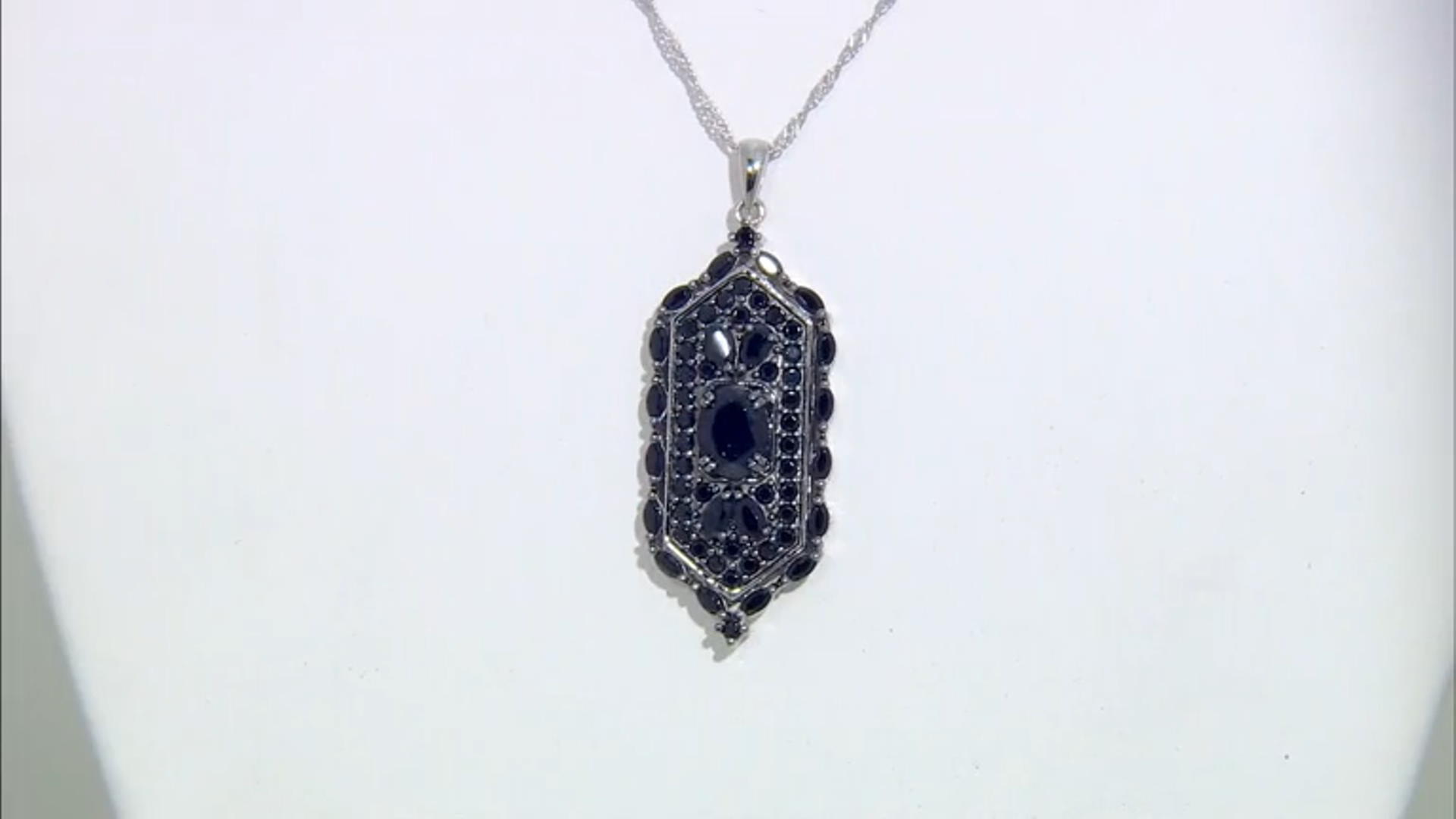 Black Spinel Rhodium Over Silver Pendant With Chain 5.33ctw Video Thumbnail