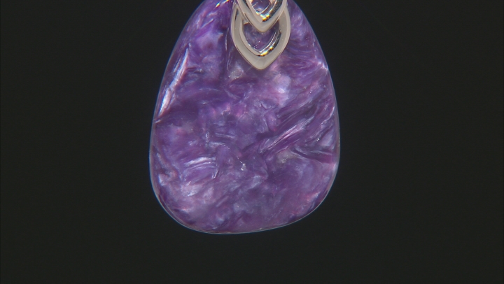Purple charoite rhodium over silver enhancer with chain Video Thumbnail