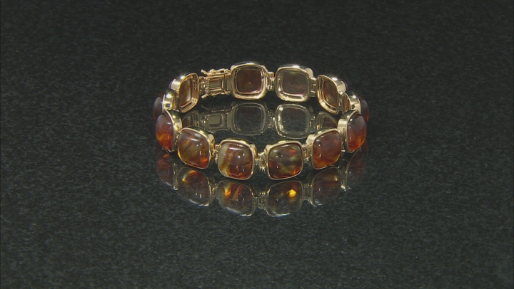 Orange Amber 18k Yellow Gold Over Sterling Silver Bracelet Video Thumbnail