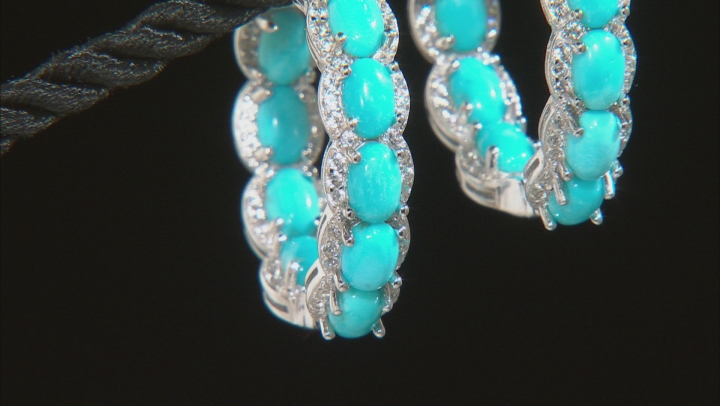 Blue Kingman Turquoise rhodium over silver earrings 1.28ctw Video Thumbnail
