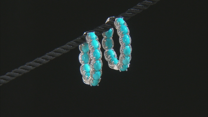 Blue Kingman Turquoise rhodium over silver earrings 1.28ctw Video Thumbnail
